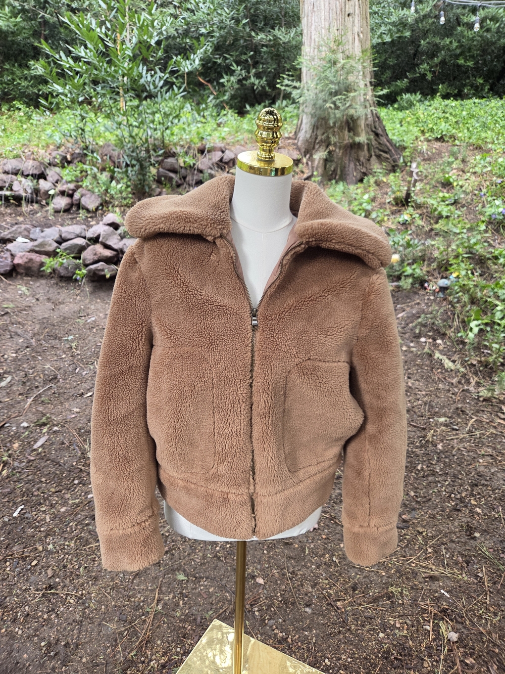 Banana Republic Cozy Teddy Faux Shearling Zip Jacket - Light Brown